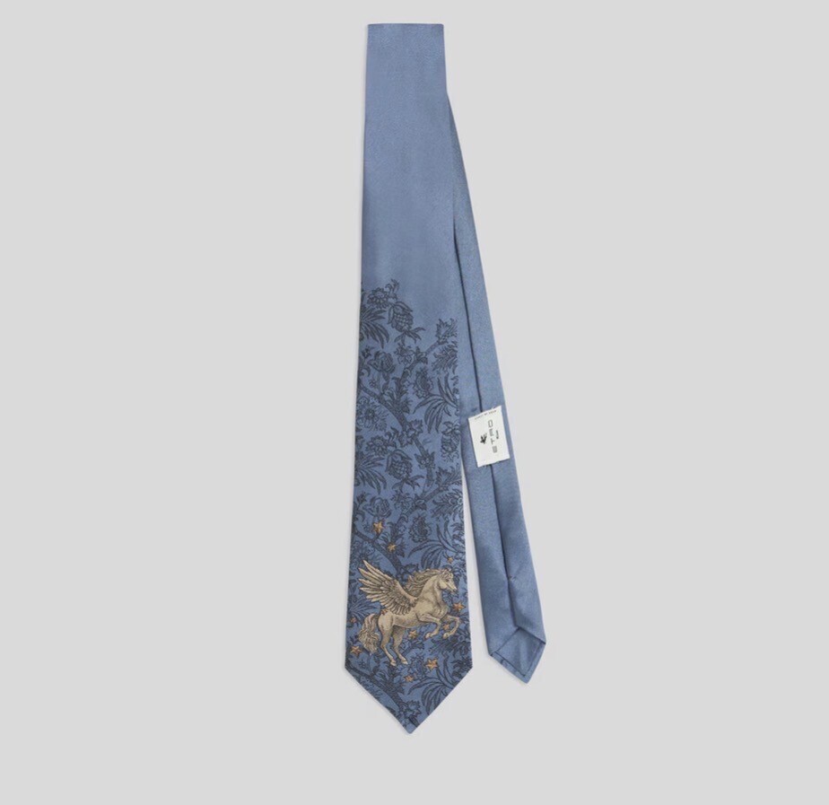 ETRO ペガソ&フラワーモチーフ シルク ジャカード ネクタイ