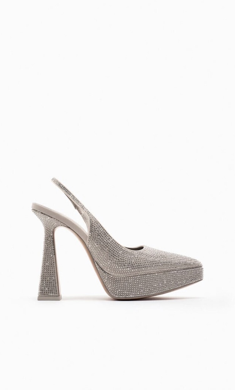 ZARA ラインストーン　スリングバック　プラットフォームシューズ