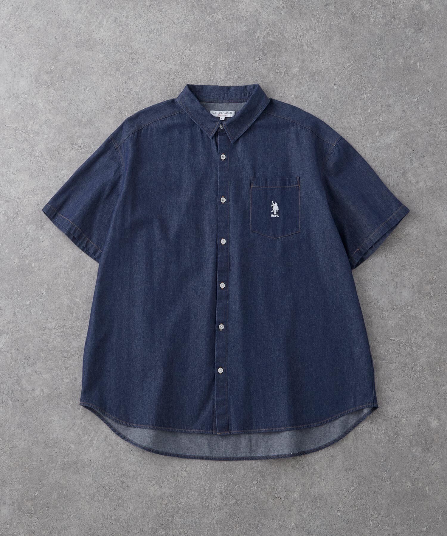 U.S. POLO ASSN. ユーエスポロアッスン 別注 ワンポイントロゴ刺繍 オーバーサイズ半袖シャツ