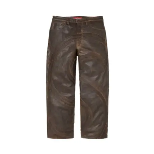 Supreme S Logo Leather Baggy 5-Pocket Jean