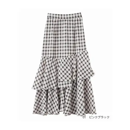 COCO DEAL チェックアシメティアードスカート