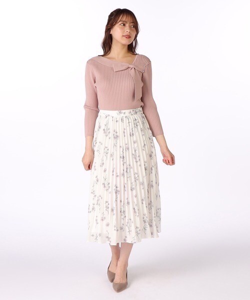 LAISSE PASSE コスモスプリントプリーツスカート