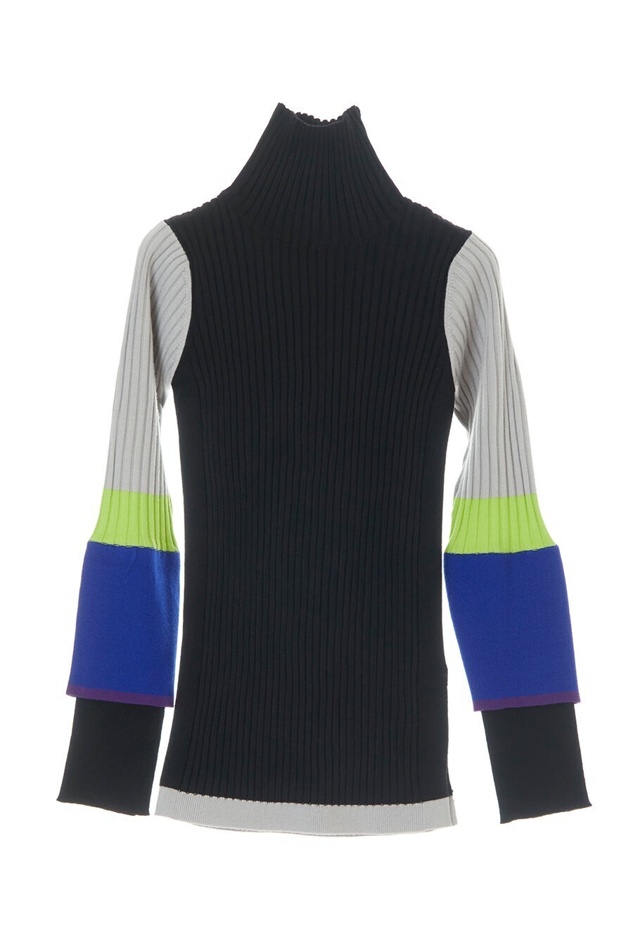 AULA AILA COLOR BLOCK SLEEVE RIB KNIT