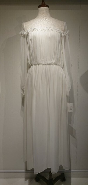 Masaco Teranishi レース×シルクシフォン 花モチーフ付ワンピース