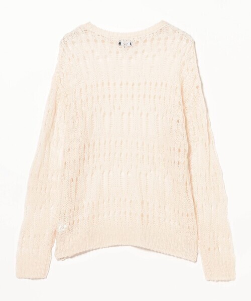 BEAMS 3ゲージ クロシェ クルーネック ニット