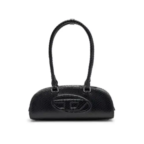 DIESEL 1DR Dome-Elongated bowling bag in snake-effect leather