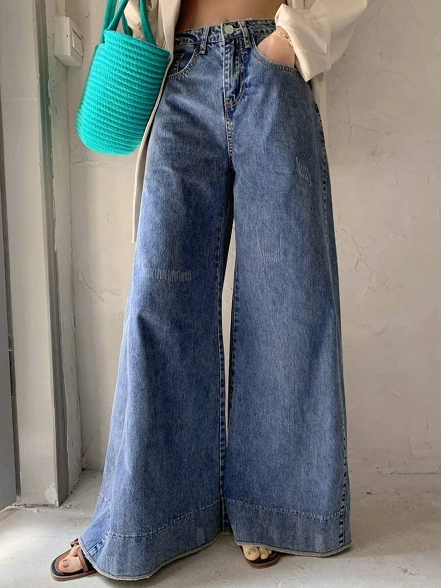 SHEIN Washed Wide Leg Jeans