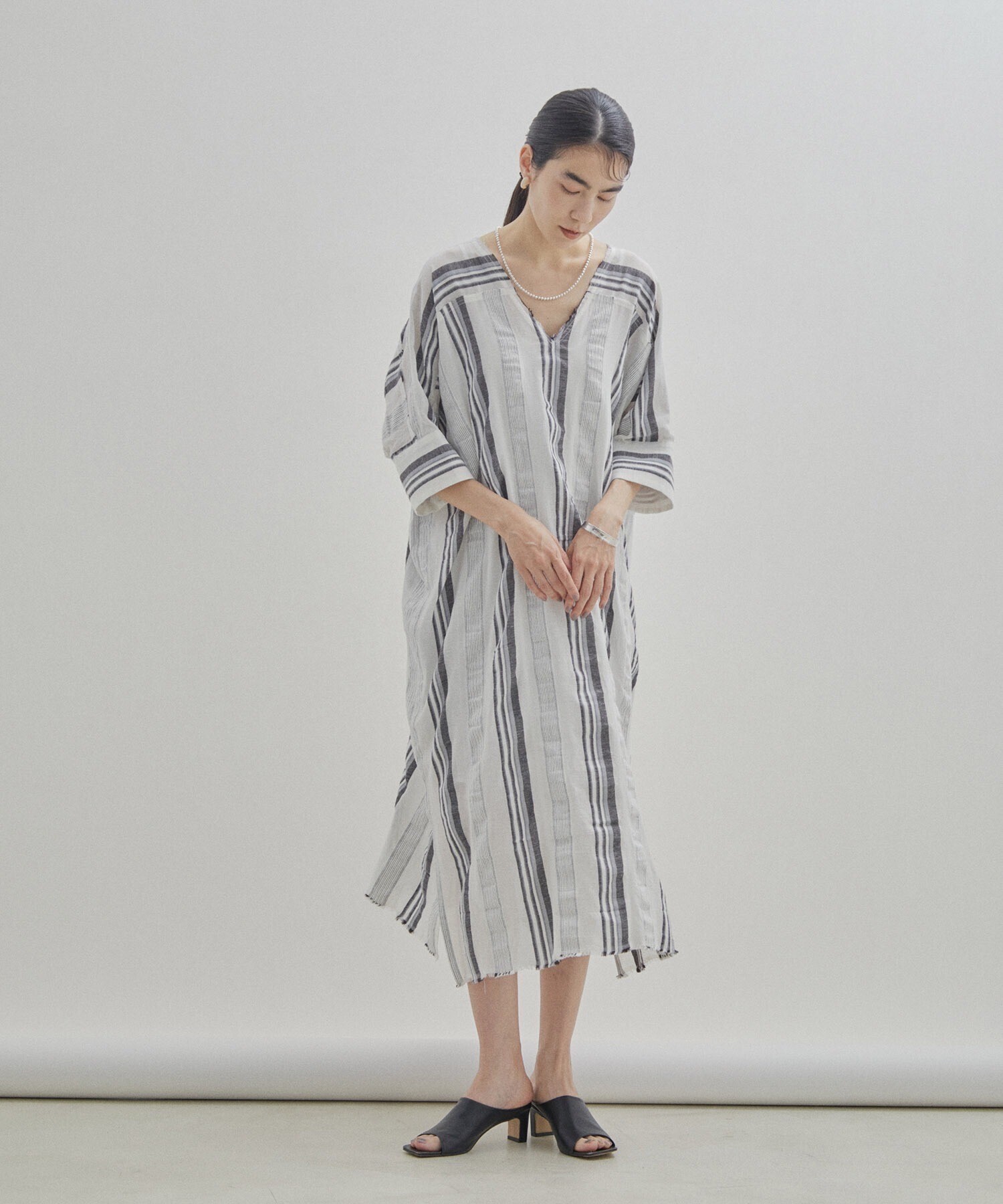 SALON adam et rope' オーガニックコットンガーゼカフタンワンピース