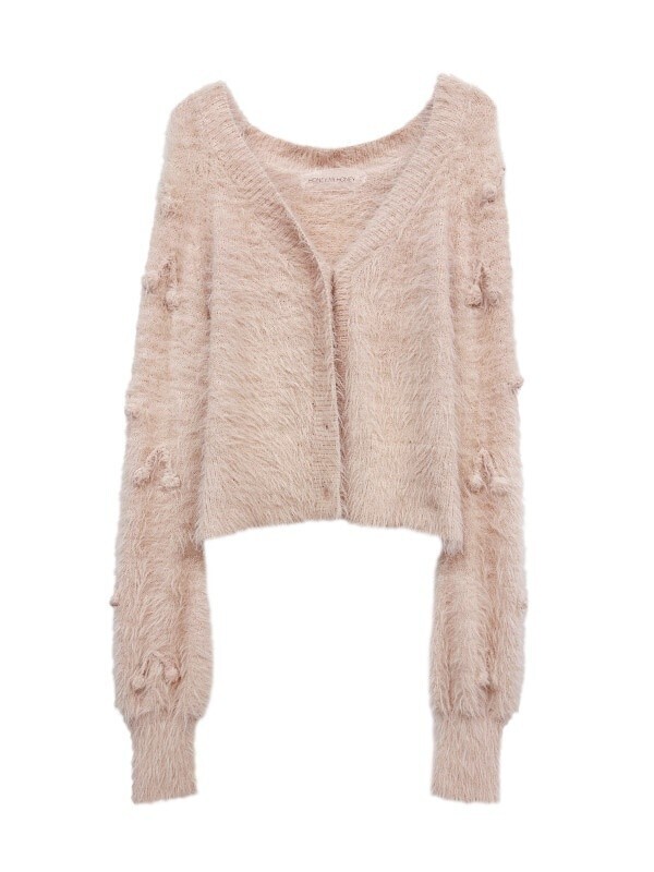 Honey mi Honey shaggy cherry cardigan