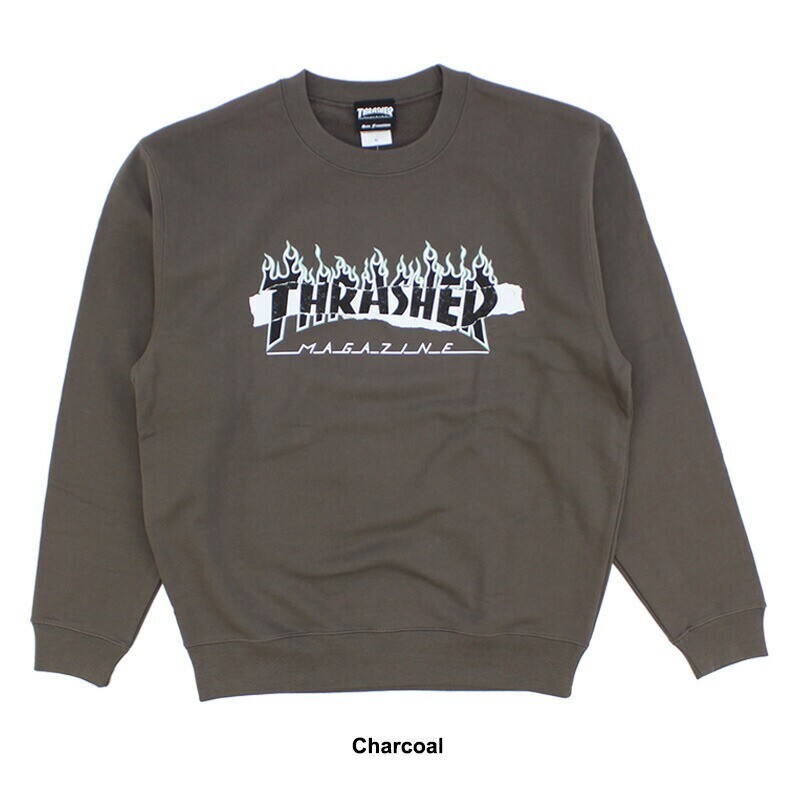THRASHER SPLIT FLAME STICKER CREW SWEAT