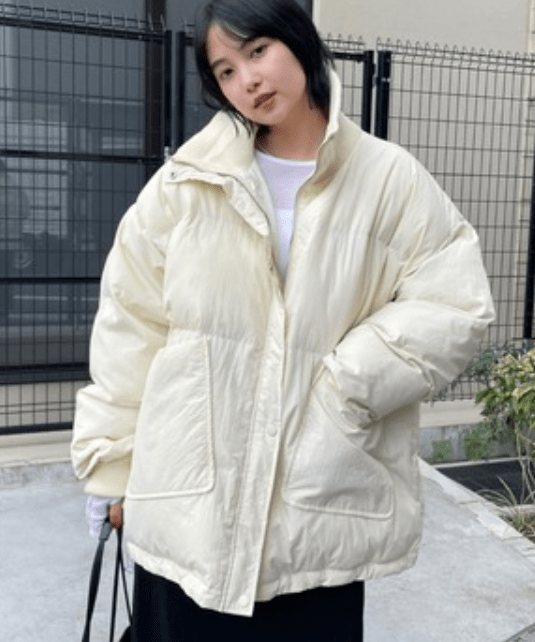 HANNE リブカラー中綿コート