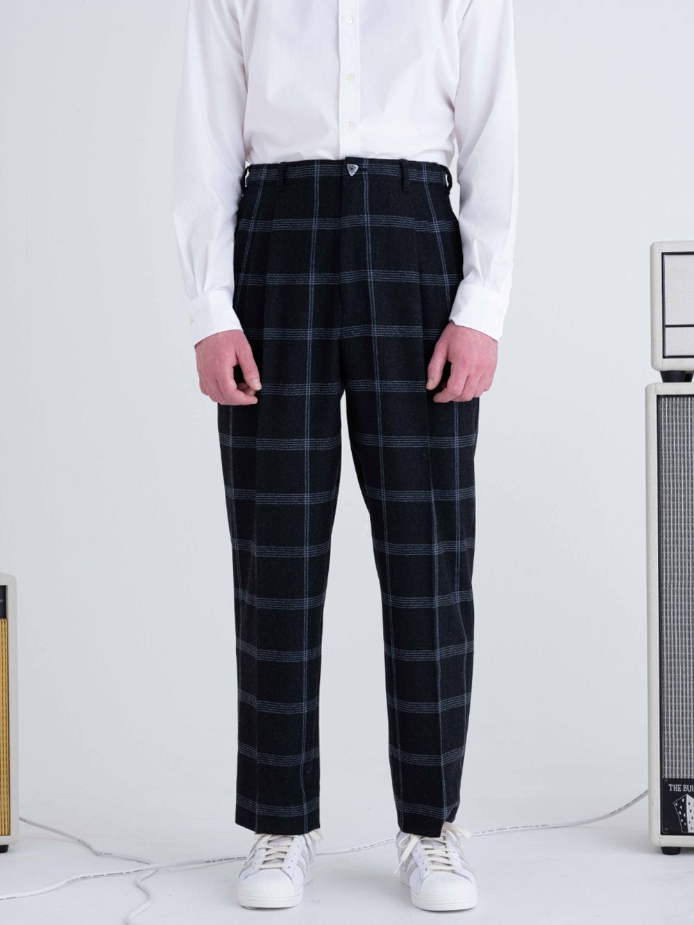 Ohal SCORE CHECK 3TUCK WIDE PANTS