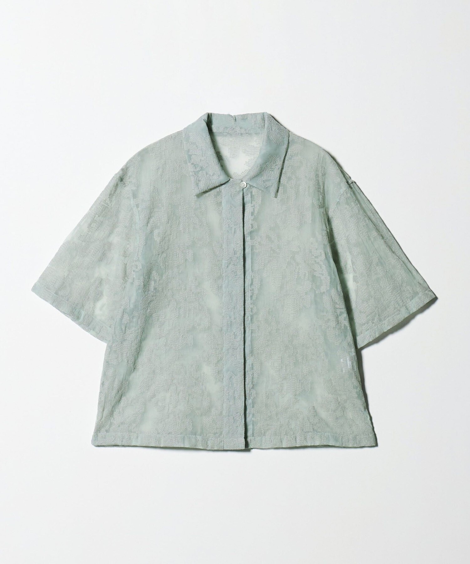 BEAUTY&YOUTH UNITED ARROWS ナイロン エンブロイダリー ショートスリーブシャツ ウォッシャブル