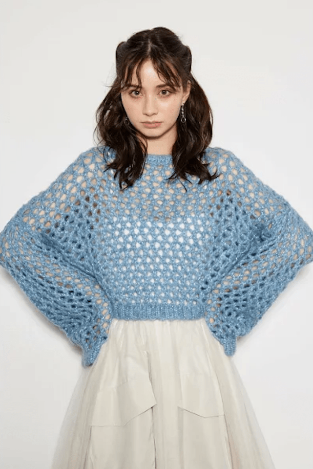 rienda 幾何学メッシュKnit TOP