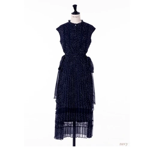 Her lip to Tiered Polka-Dot Long Dress