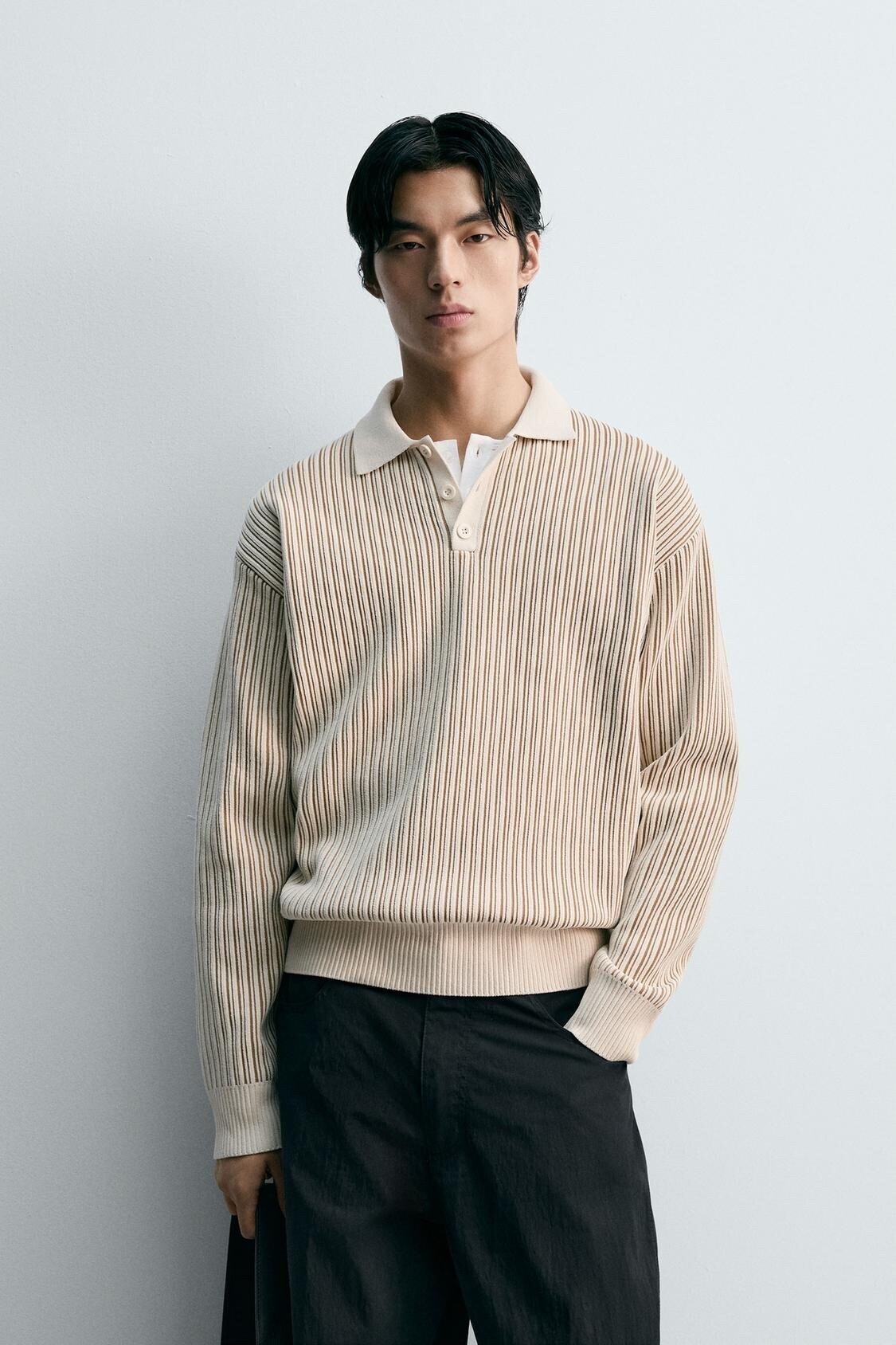 ZARA シェニールニットポロシャツ