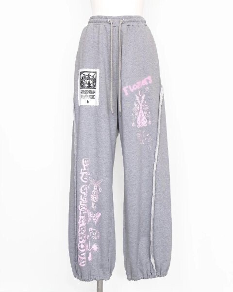 rurumu: collage printed lounge pants gray