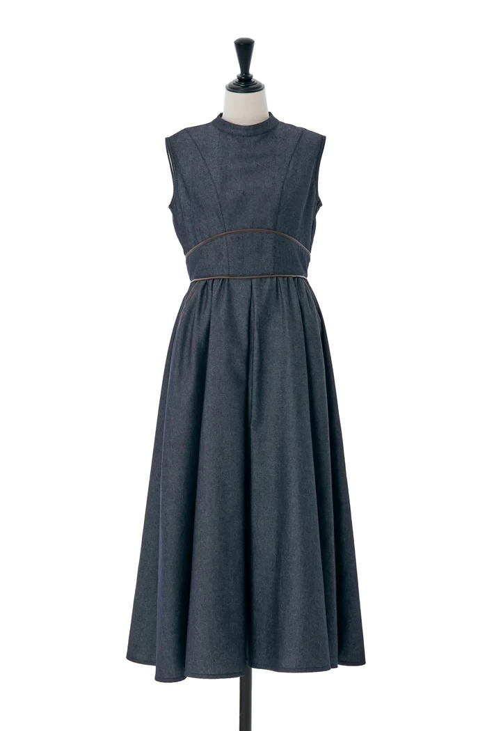Her lip to Trimming Denim Effect Dress