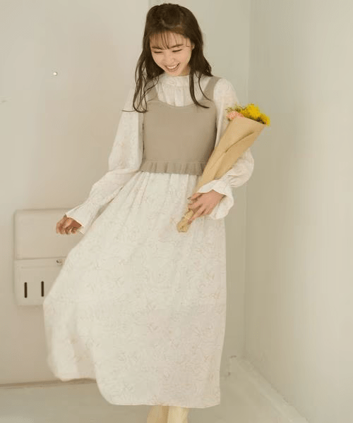 mysty woman ニットビスチェSET花ワンピース