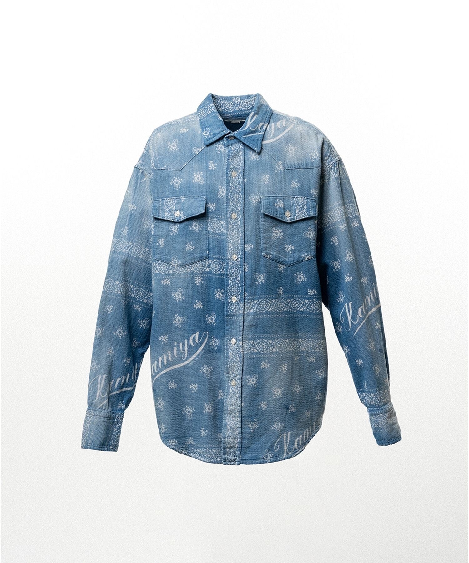 KAMIYA Bandana Discharge Print Western Shirt