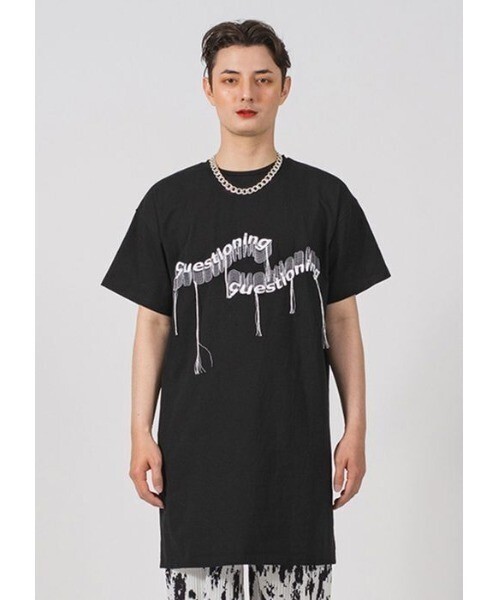 Questioning ロゴ刺繍ビッグシルエットTシャツ
