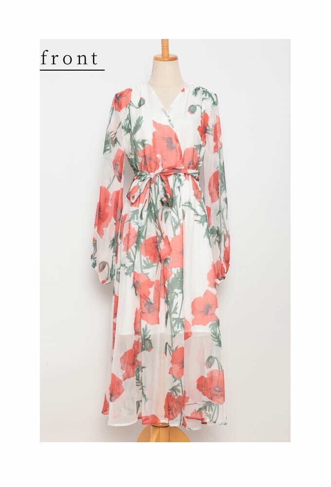 Sawa a la mode アネモネの花咲き誇るシフォンワンピース