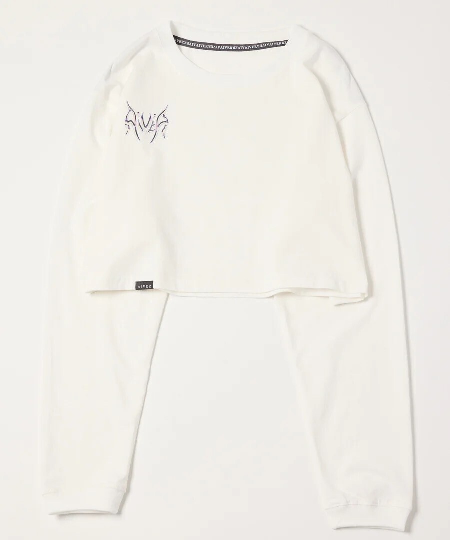 AIVER メタリックロゴクロップドロンTEE
