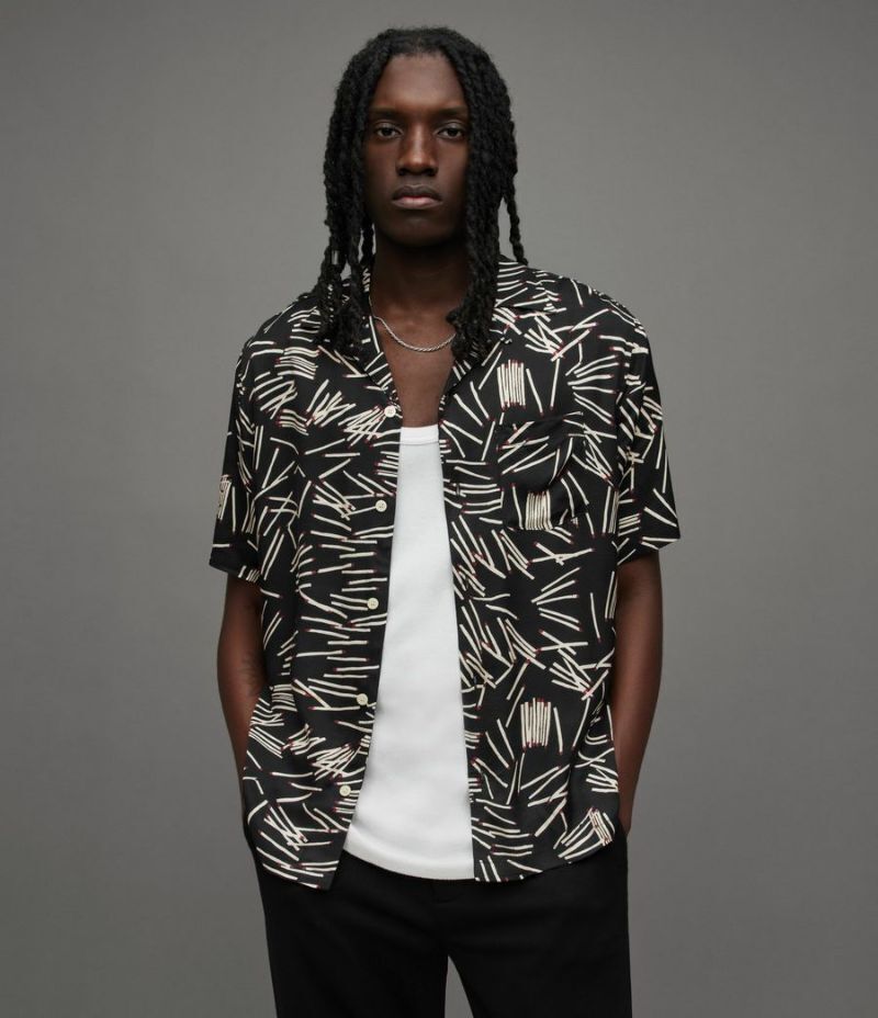 ALLSAINTS MATCHSTICK PRINT RELAXED FIT SHIRT