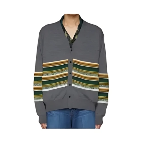 TOGA VIRILIS Banded Wool Blend Cardigan