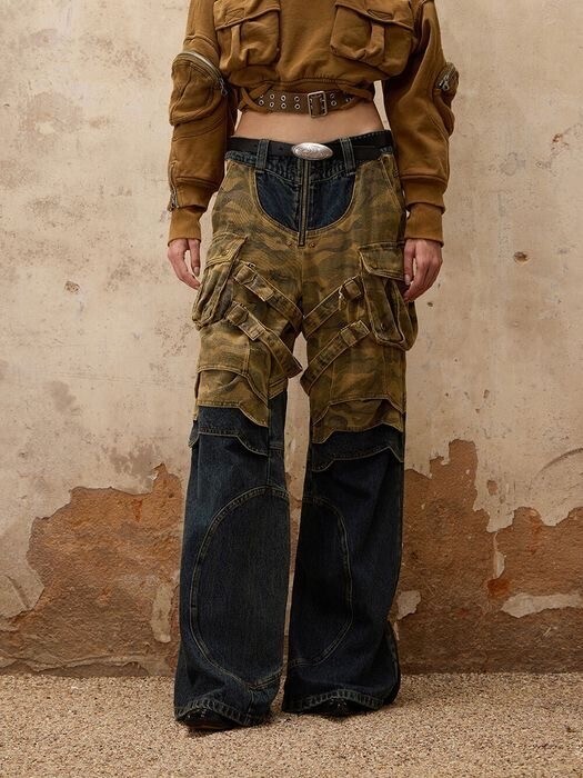 PERSONSOUL Splicing Denim Jeans