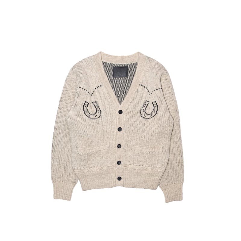 The Letters 5G WESTERN CARDIGAN KNIT -SHETLAND WOOL LINEN-