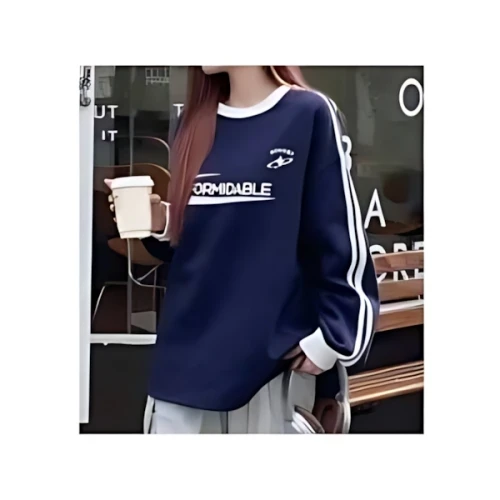 SHEIN DAZY Kpop 文字グラフィック コントラストトリム ドロップショルダー オーバーサイズプルオーバー