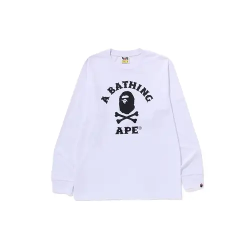 A BATHING APE APE CROSSBONE COLLEGE LS TEE