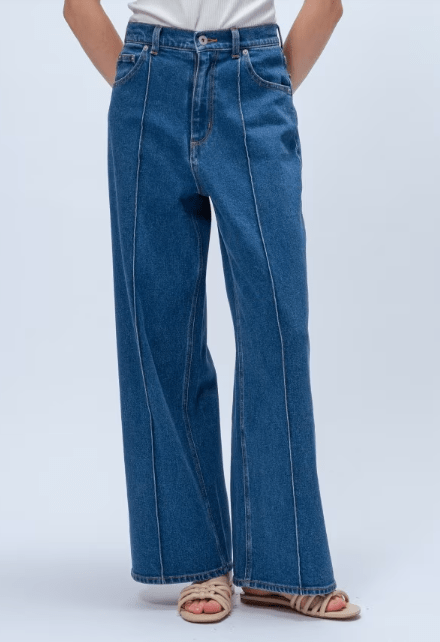cloenc 【マシンウォッシュ】ストレッチデニムワイドパンツ