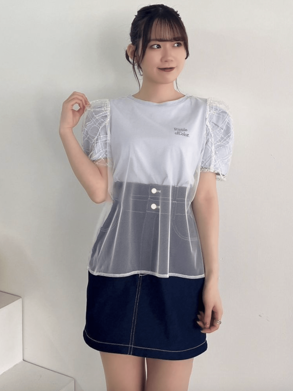 dazzlin ショルダースパンコールレイヤードTシャツ