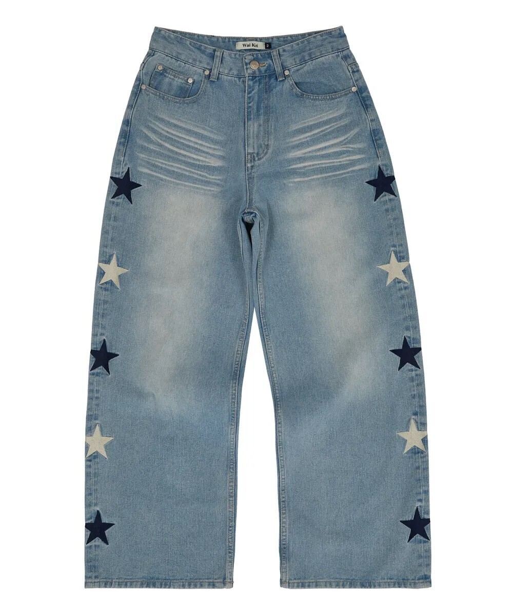 WAI KEI Star Denim Pants Light Blue