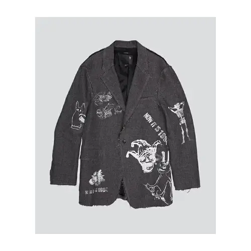 R13 RAW CUT RAGGED BLAZER