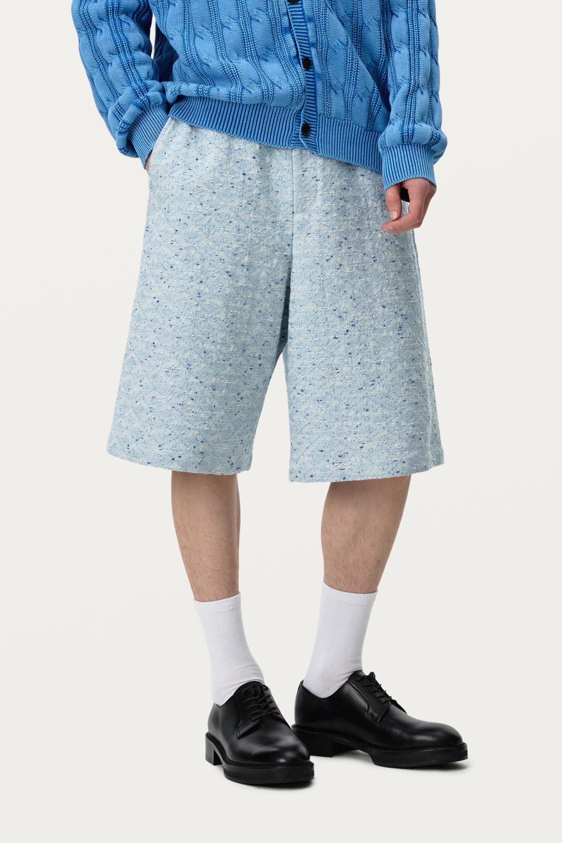 SOLID Blue Tweed Bermuda Pants