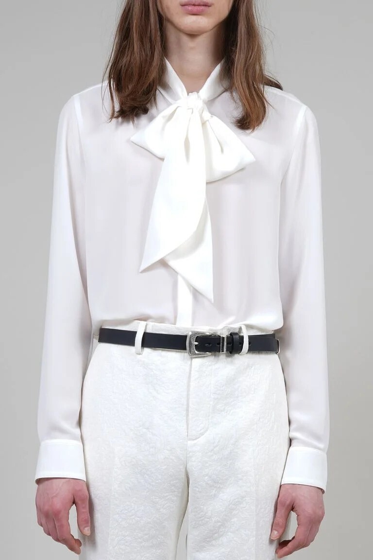 GALAABEND ボウカラー リボンシャツ OFF WHITE