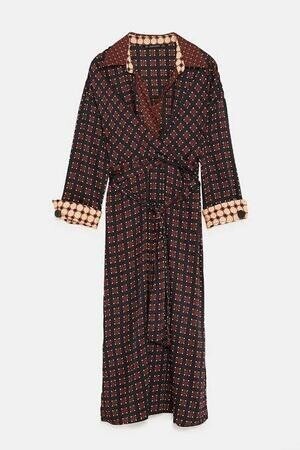 ZARA ジオメトリック柄コントラストワンピース