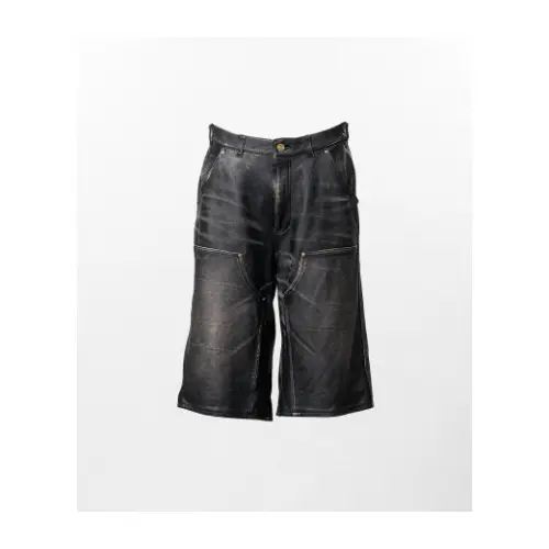 KAMIYA Distressed Leather Painter Shorts