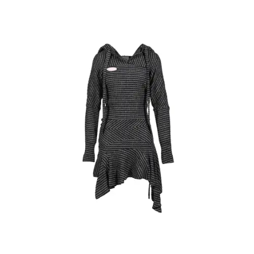 NODRESS STRIPED KNIT HOODIE DRESS