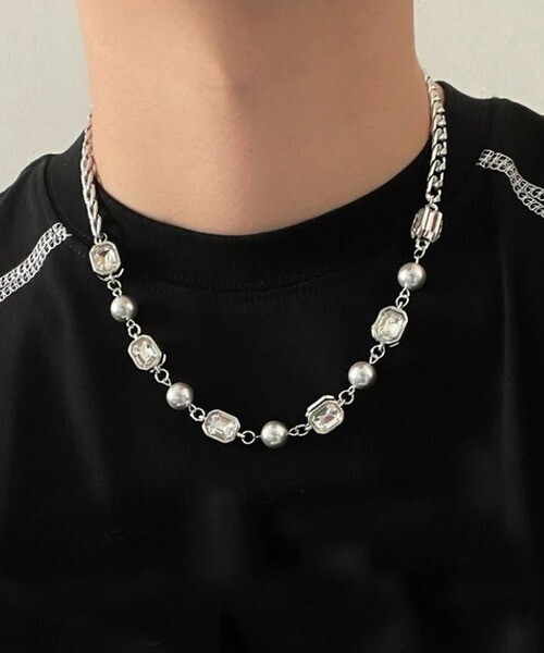 Theater code combination silver necklace