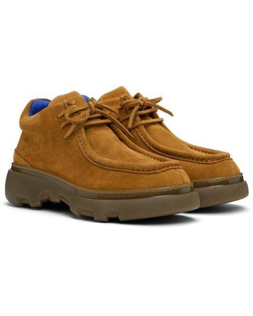 BURBERRY Men's Black Tan Suede Creeper Mid Derbys