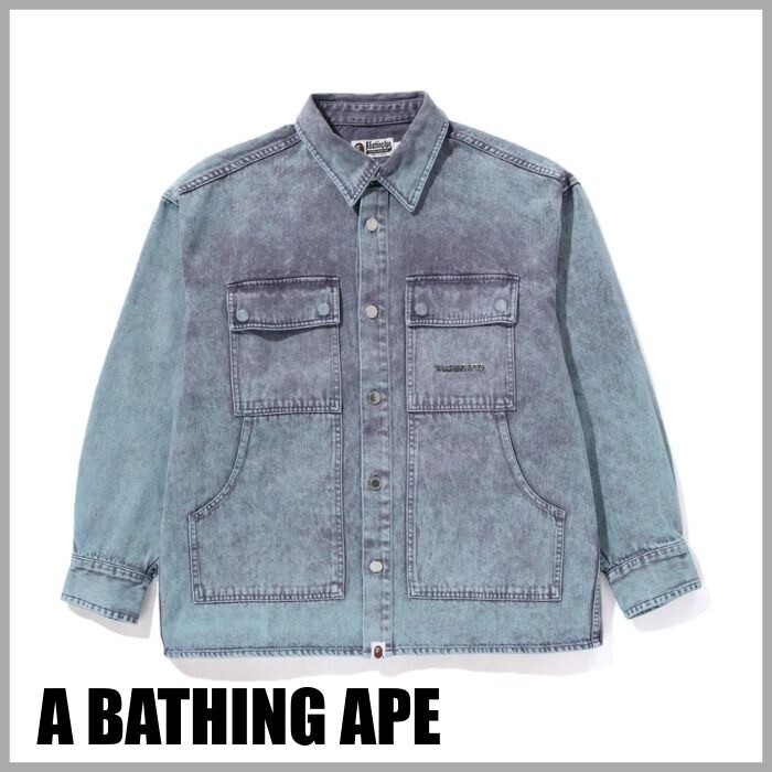 A BATHING APE ACID WASH WORK SHIRT