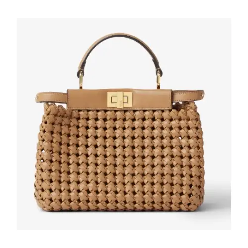 FENDI ピーカブー ミニ カプチーノカラーウーブンレザー バッグ