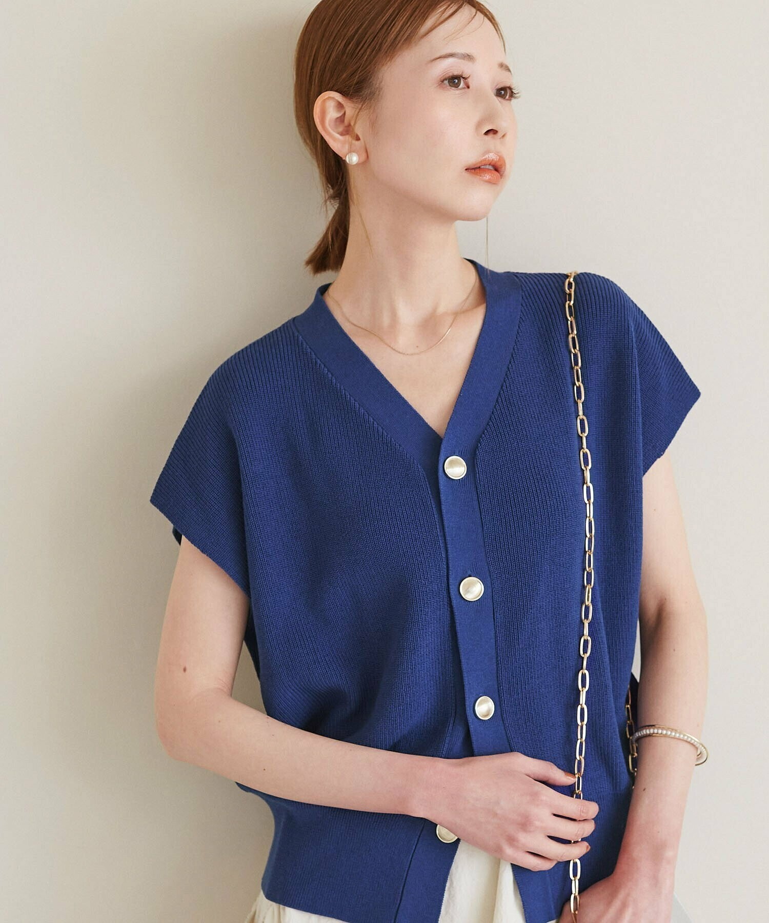 ROPE' PICNIC ゴールドボタンニットベストプルオーバー