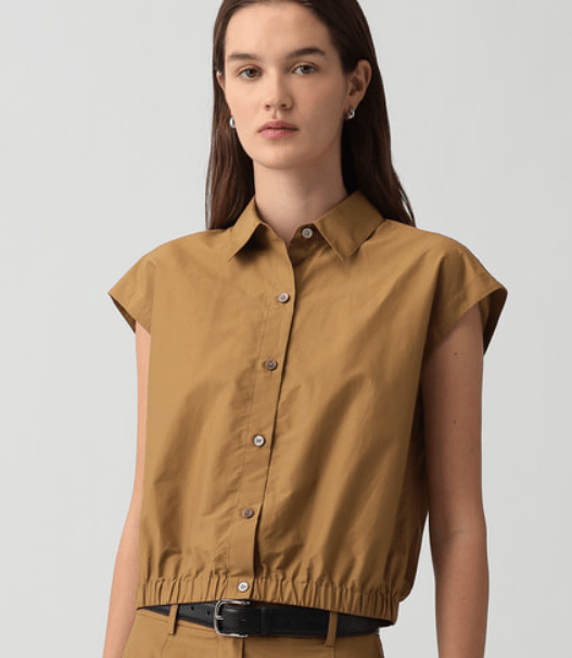 Theory キャップスリーブブラウス Soft Lawn