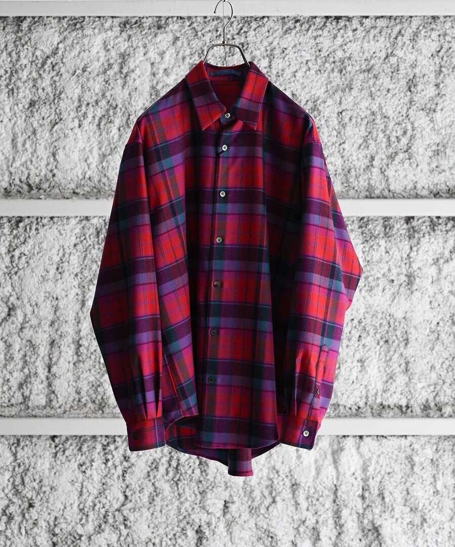 semoh wool check shirt