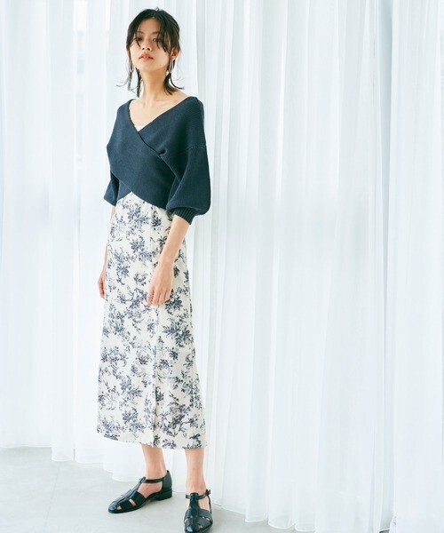 LADYMADE 畦編みクロスニットプルオーバー